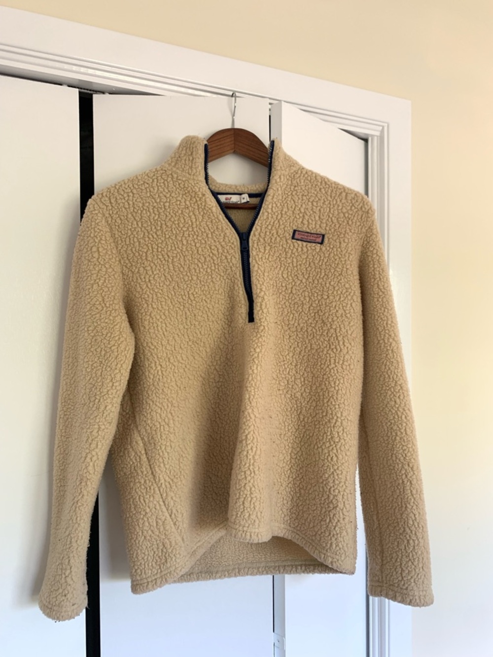 Vineyard Vines Cream Sherpa Half-Zip Pullover